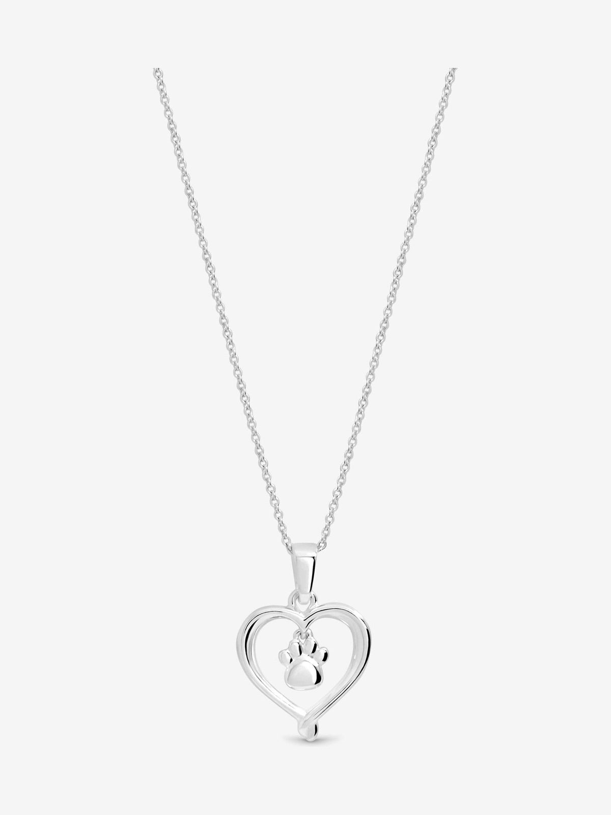 Simply Silver 925 Sterlingsilber Polierter Herz- und Pfotenabdruck-Anhänger