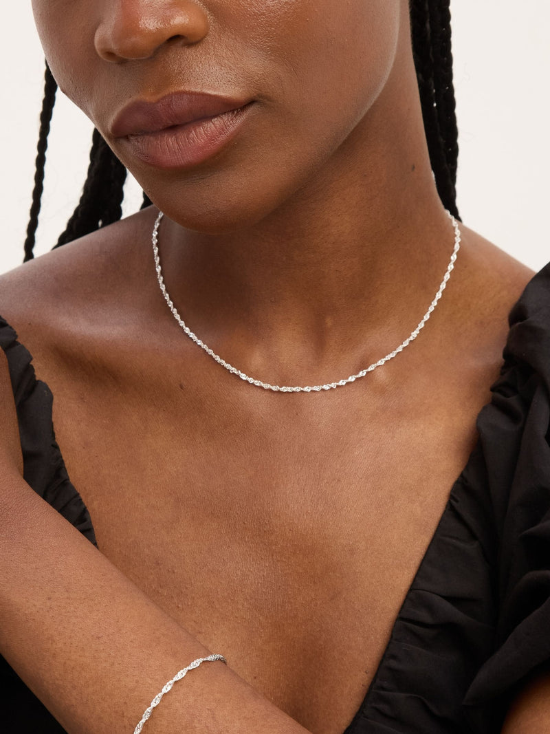 Polished Twist Chain Bracelet 925 Sterling Silver 177mm
