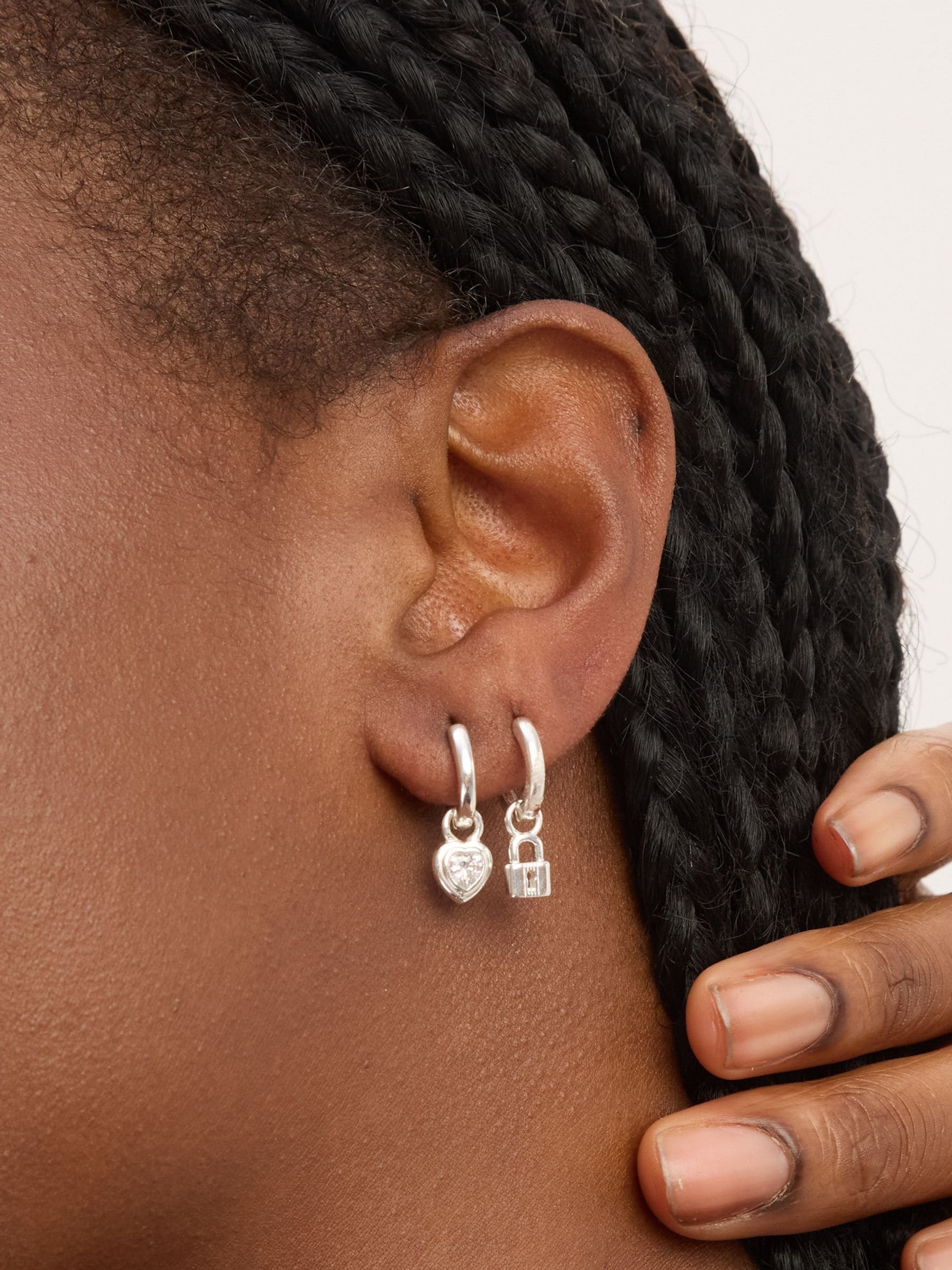 Simply Silver sterling silver padlock charm hoop earrings 20mm (British brand)