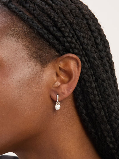 Next Sterling Silver Cubic Zirconia Heart Bezel Hoop Earrings- Buy online at McGrocer