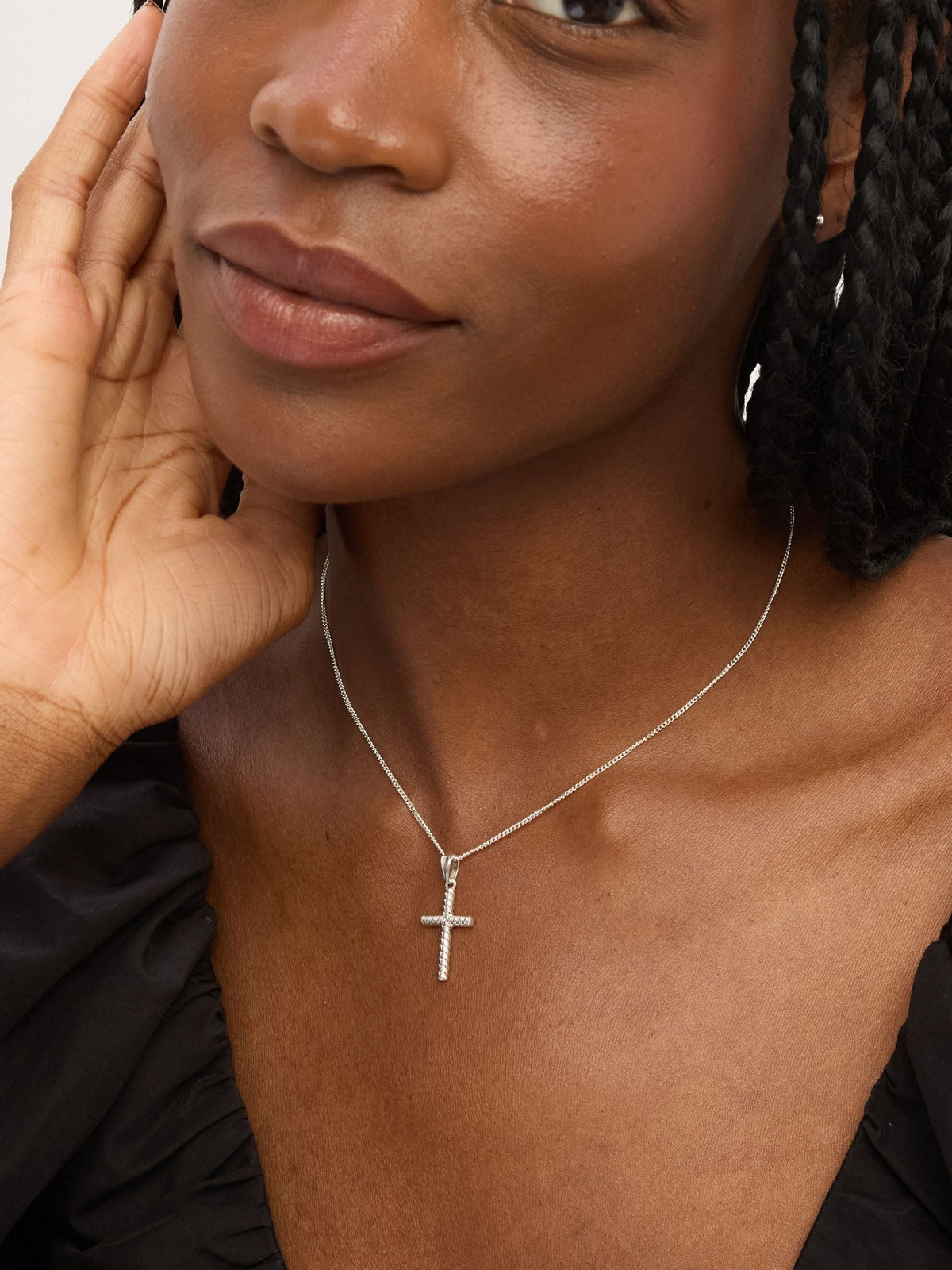 Simply Silver 925 Sterling Silver Polished Ridged Cross Pendant
