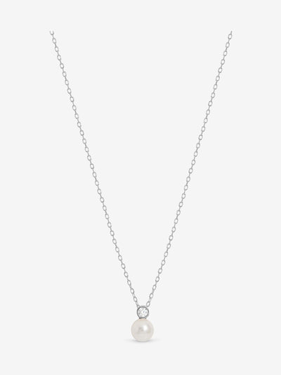Sterling Silber Zirkonia Perlen-Tropfen-Anhänger, 14 mm Länge