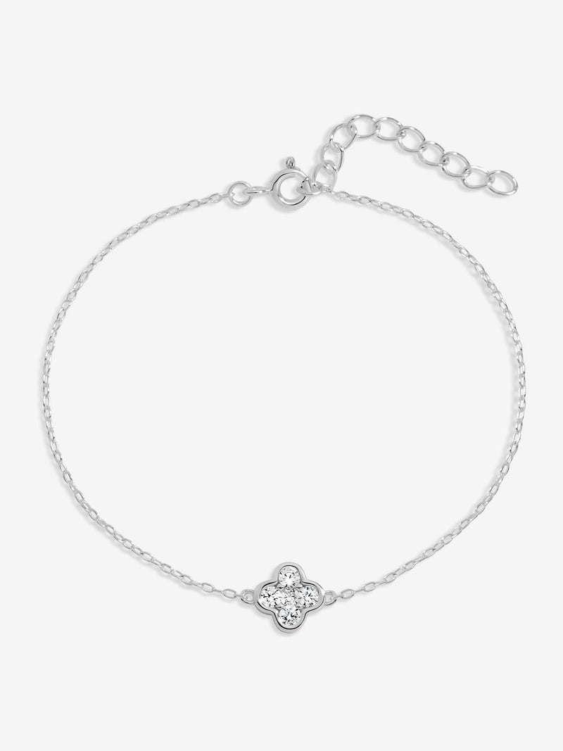 Simply Silver cubic zirconia clover bracelet 12mm (British brand)
