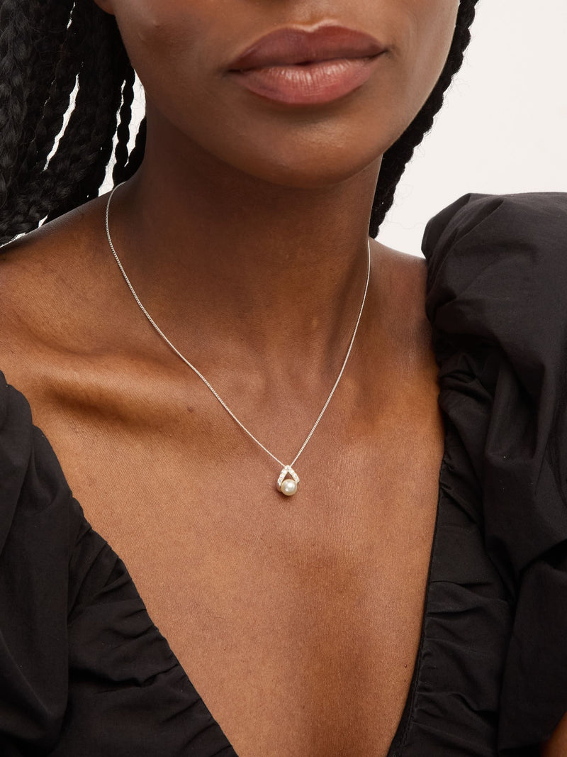 Simply Silver 925 Sterlingsilber Pavé- und Perlenanhänger