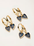 FatFace Navy alphabet heart earrings, brass and zinc alloy, UK version