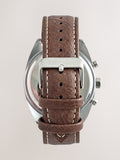 Brown strap watch powder blue face - British product