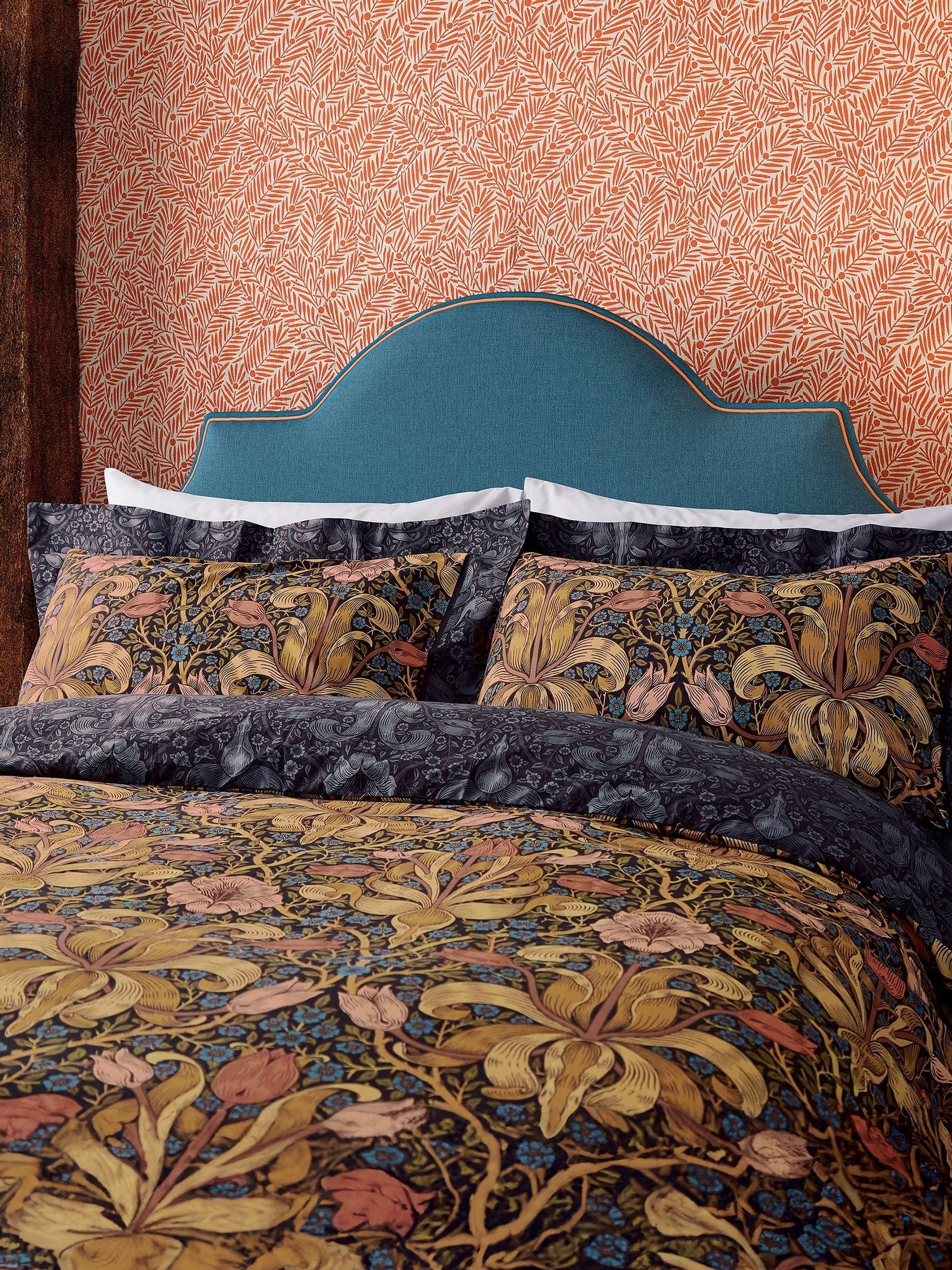 Morris & Co Navy Spring Thicket duvet set, imported from the UK
