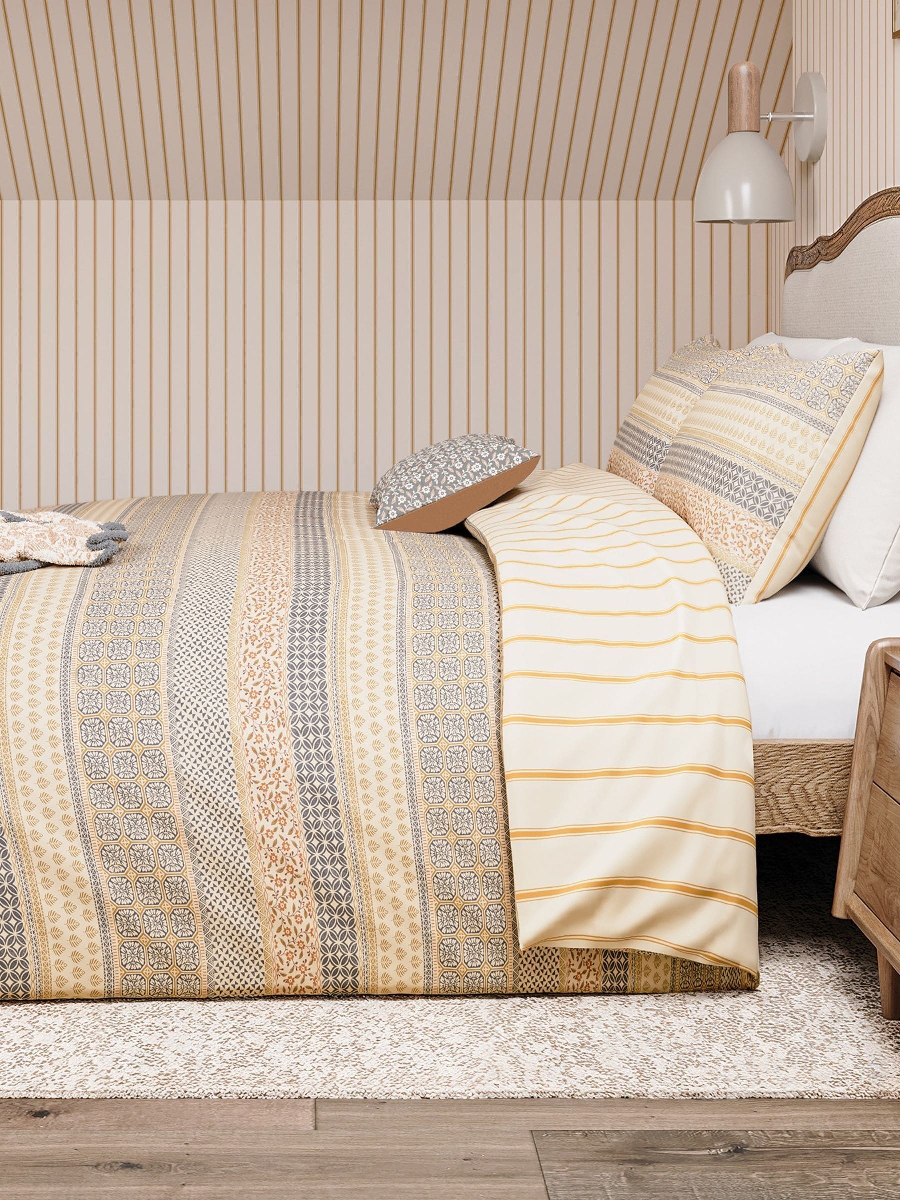 Helena Springfield Graphite Copper Folk Stripe duvet set, UK version