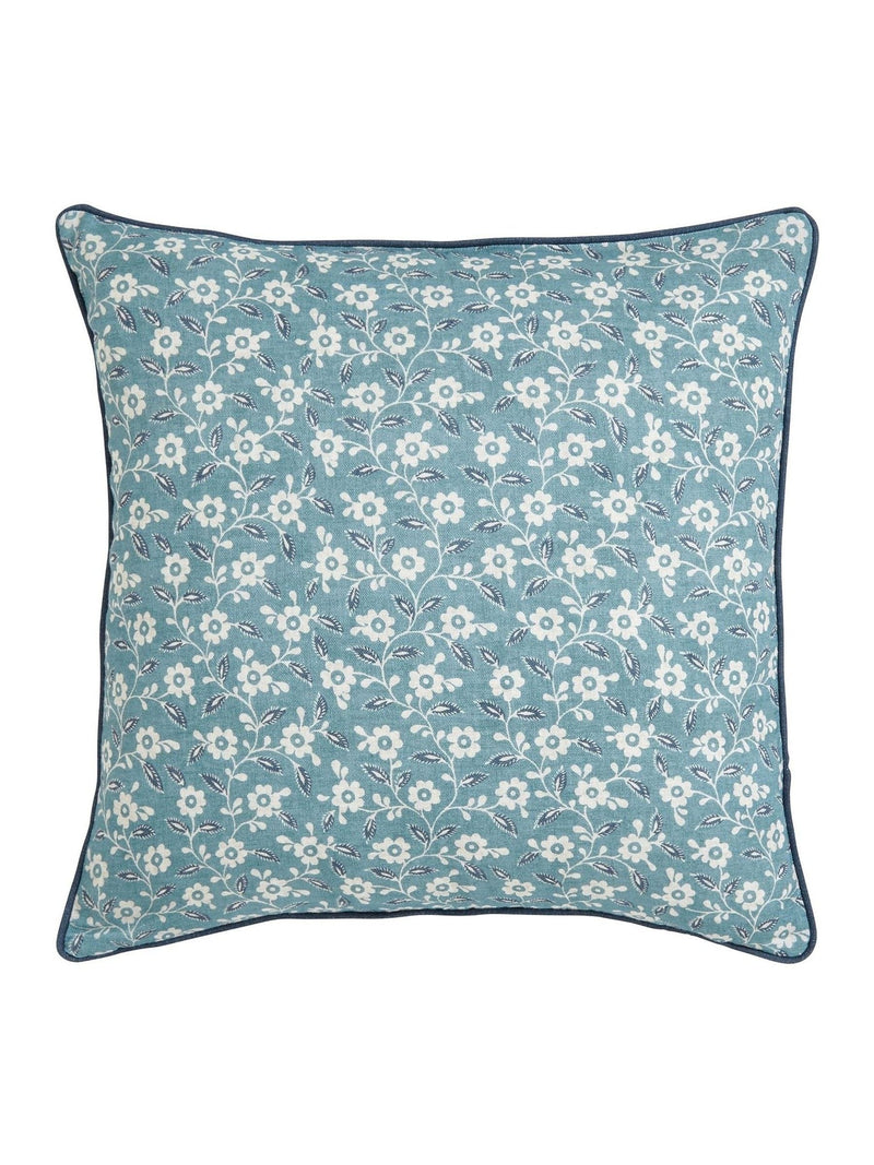 Helena Springfield blue teal folk ditsy cotton cushion 45x45cm, UK version