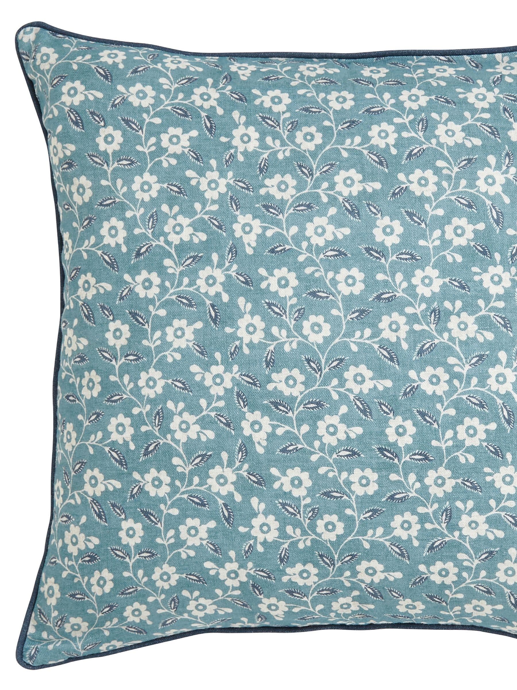 Helena Springfield blue teal folk ditsy cotton cushion 45x45cm, UK version