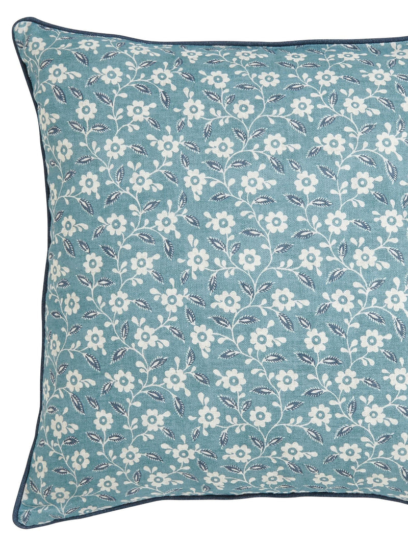 Helena Springfield blue teal folk ditsy cotton cushion 45x45cm, UK version