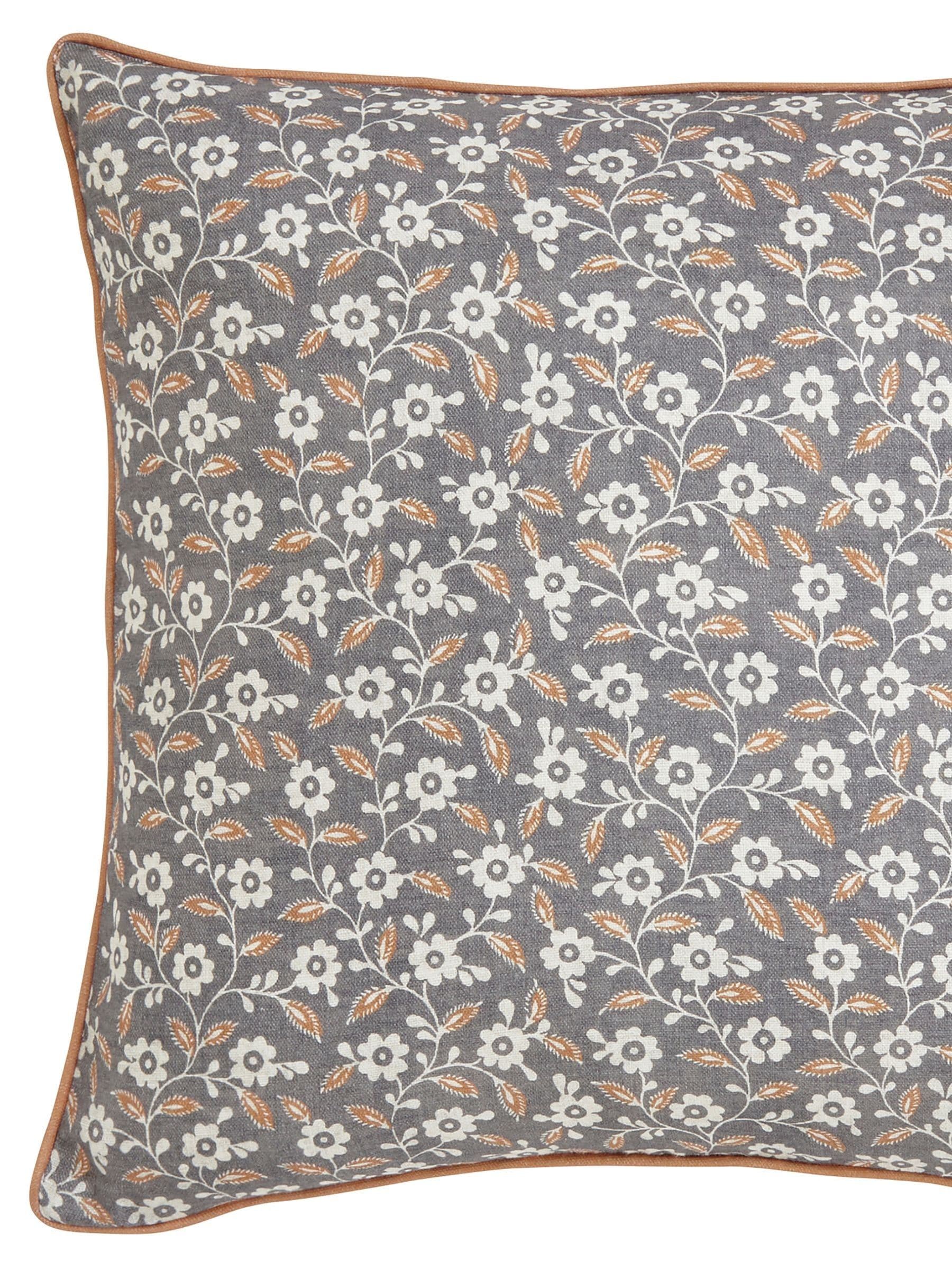 Helena Springfield Graphite Copper Folk Ditsy Cotton Cushion