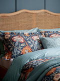 Morris & Co Teal Pink And Rose Duvet Set, imported from the UK