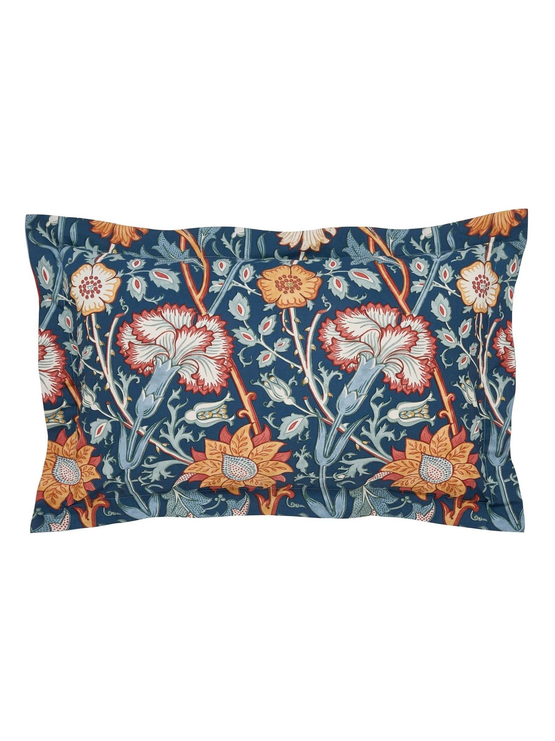 Morris & Co Teal Pink And Rose Duvet Set, imported from the UK