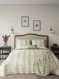 Helena Springfield Green Pink Oak Stripe Duvet Set, UK version