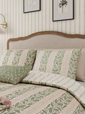 Helena Springfield Green Pink Oak Stripe Duvet Set, UK version