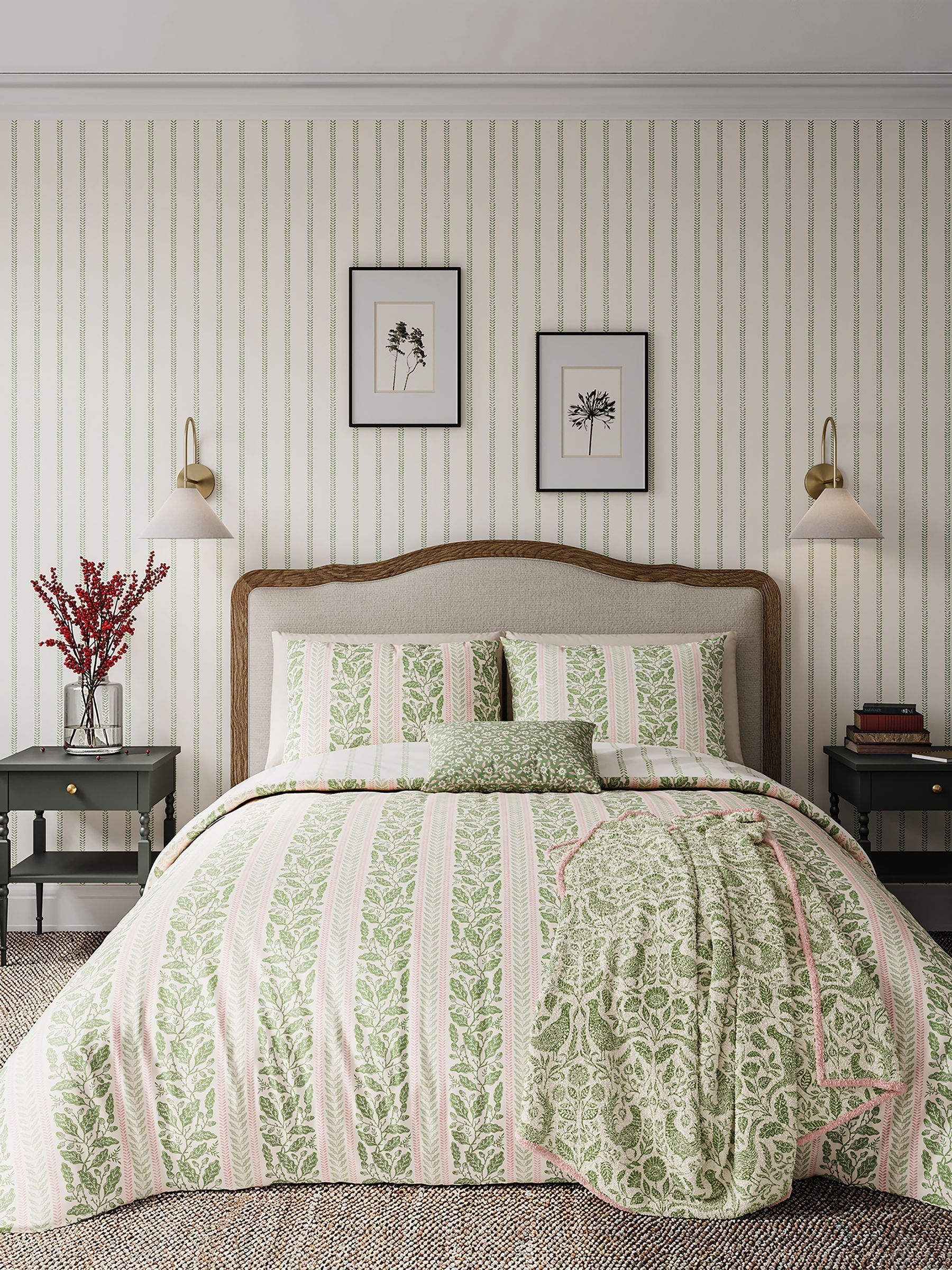 Helena Springfield fleece throw green pink pheasant pattern 140x180cm, UK version