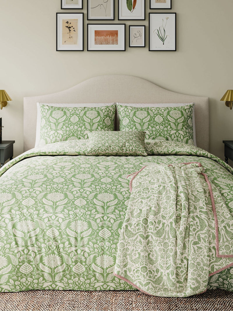 Helena Springfield Green Sunflowers cotton duvet cover set, UK version