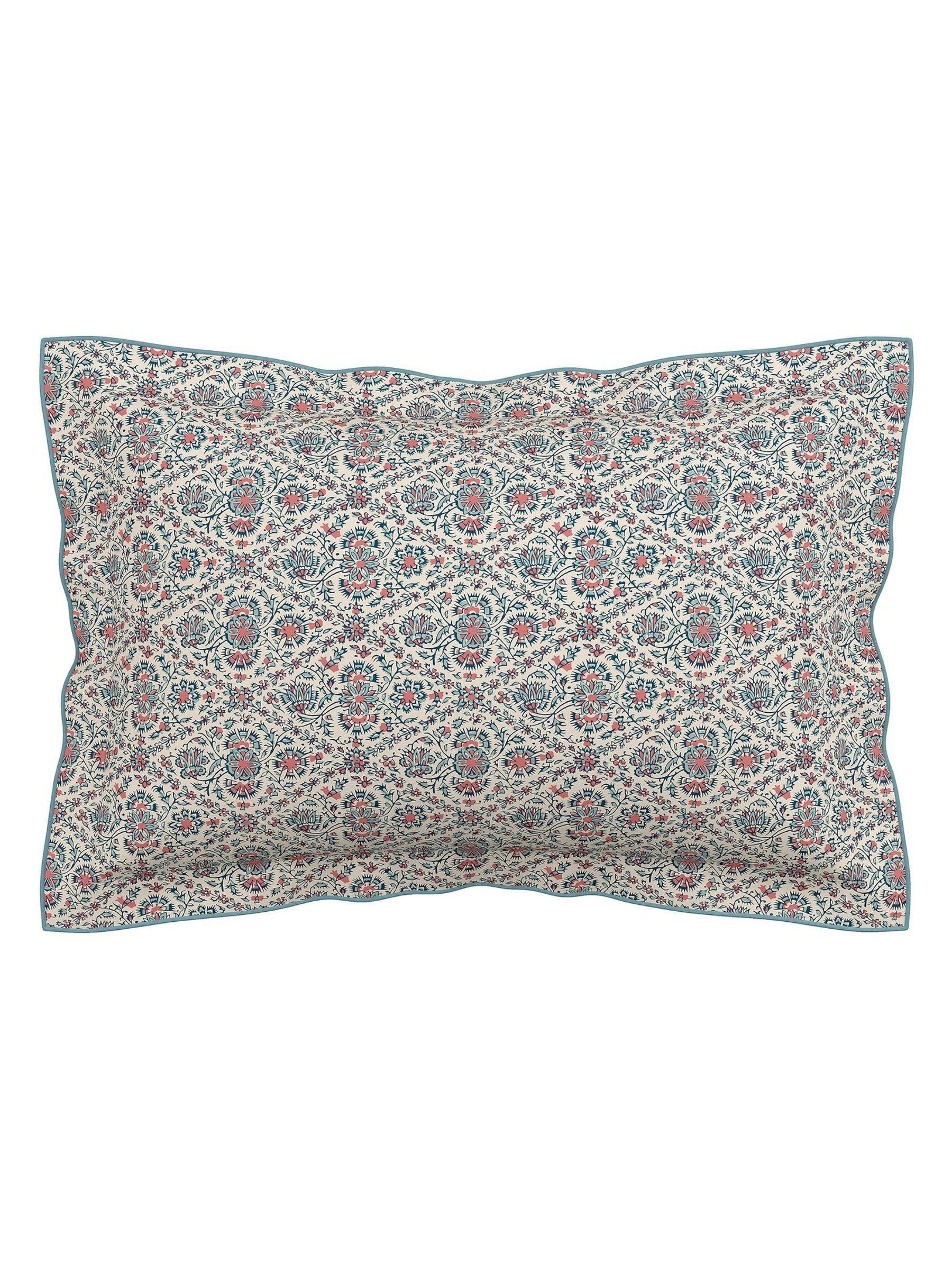 V&A red teal Indian lattice cotton duvet set (British brand)