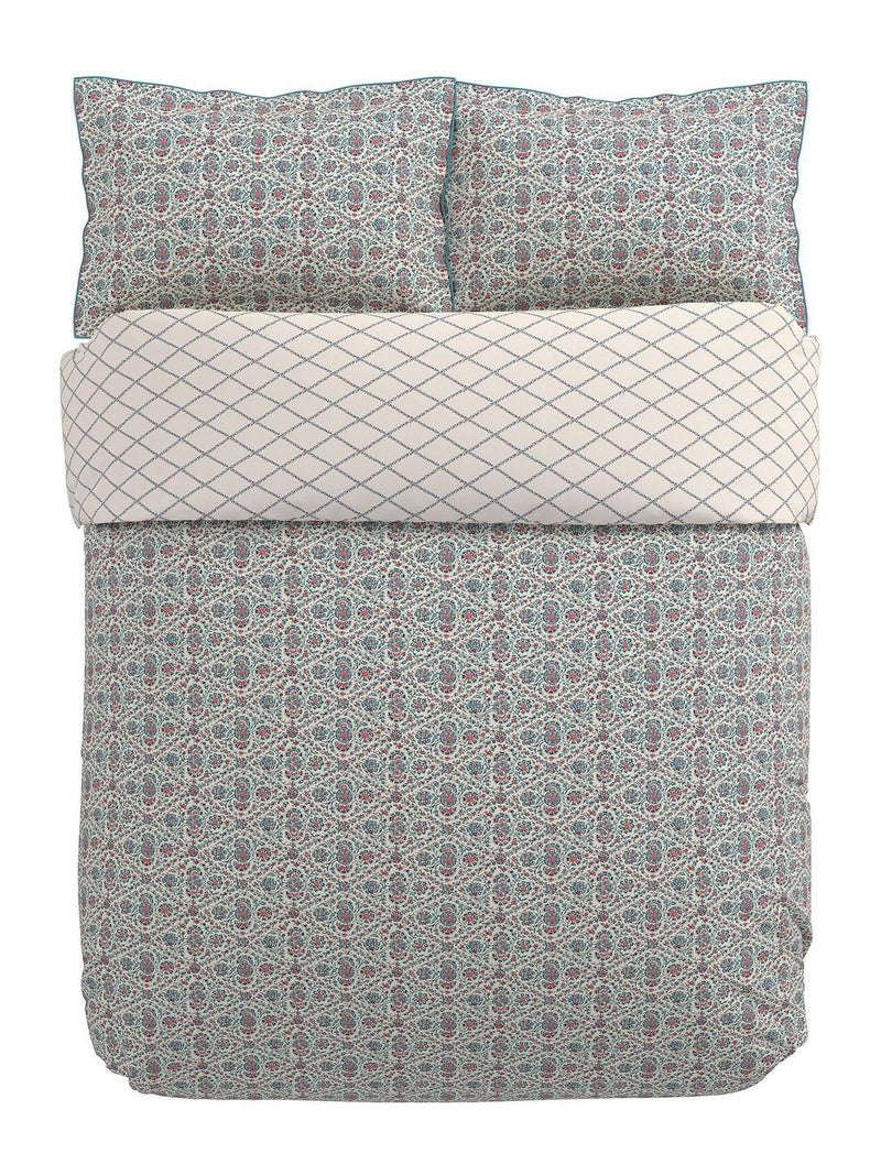 V&A red teal Indian lattice cotton duvet set (British brand)