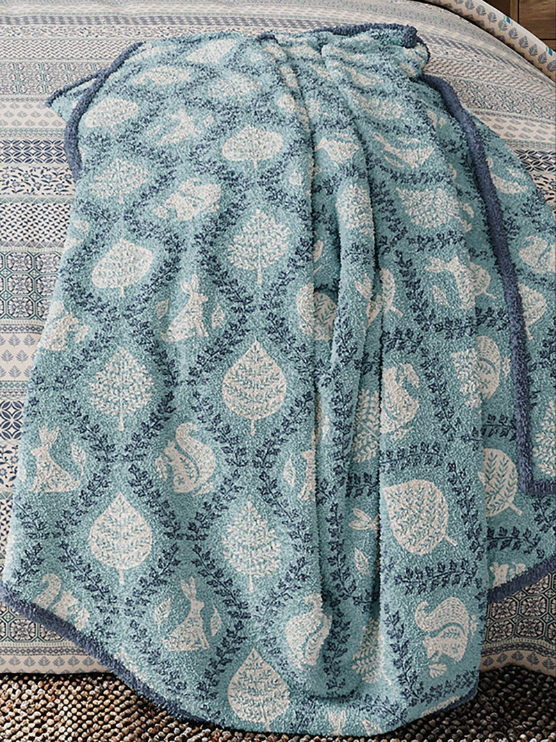 Helena Springfield fleece throw blue teal woodland trellis 140x180cm (British brand)