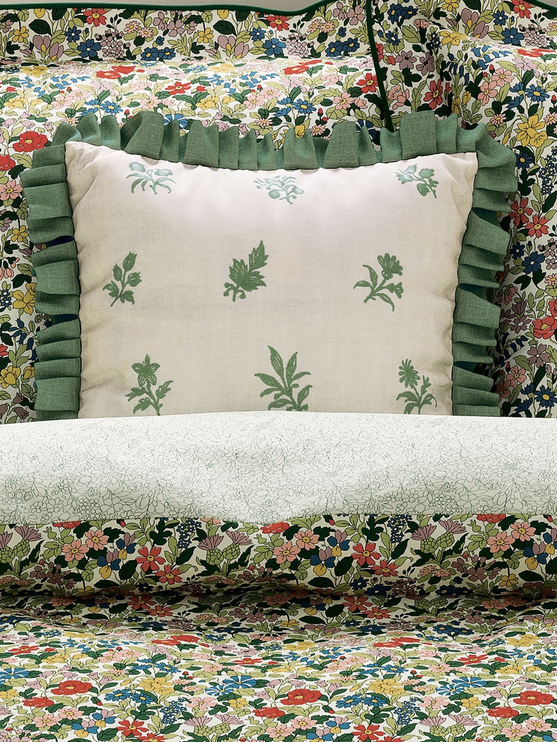 V&A Green Verdant Bouquet cushion 45cm square - British product