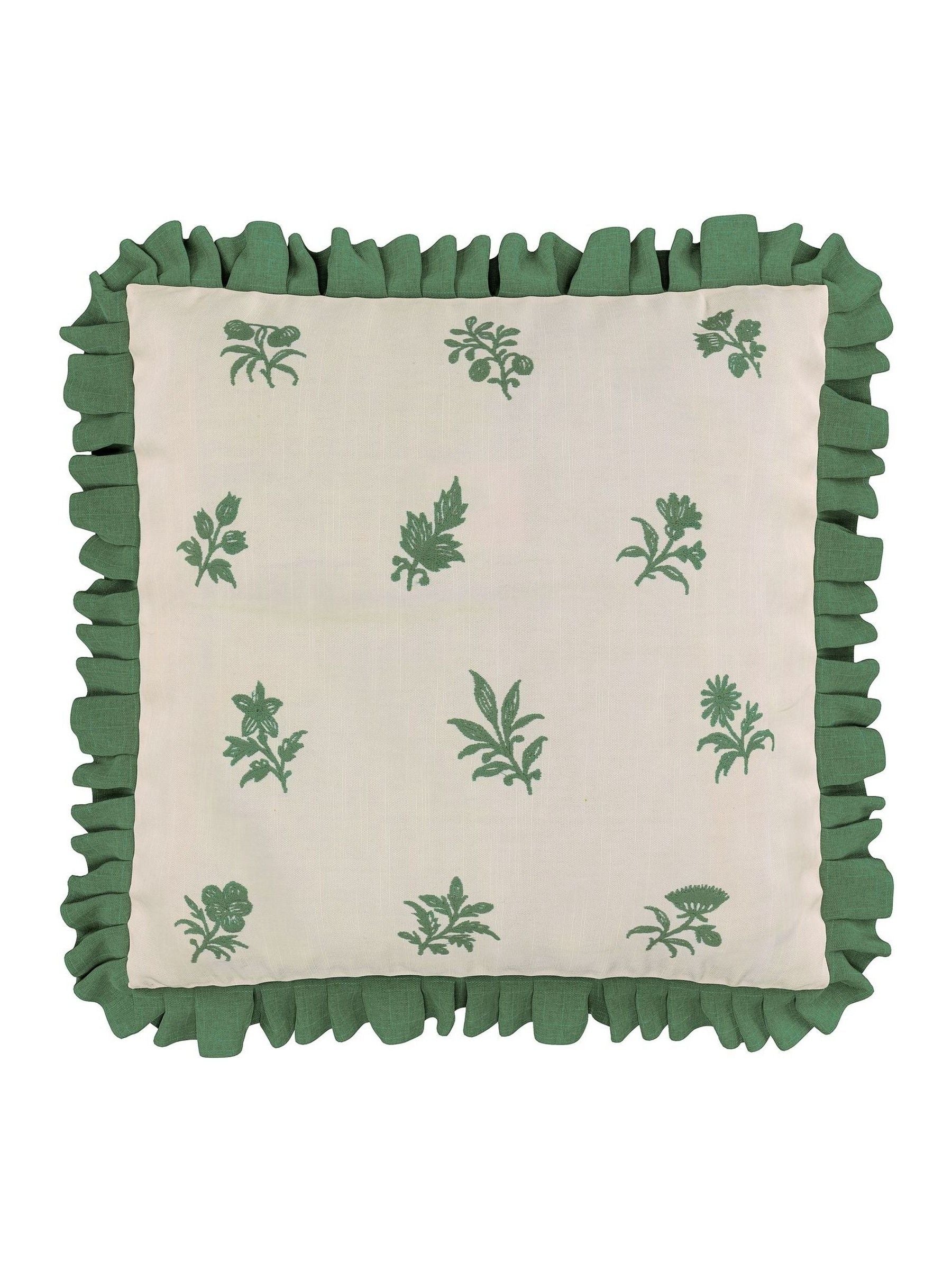 V&A Green Verdant Bouquet cushion 45cm square - British product