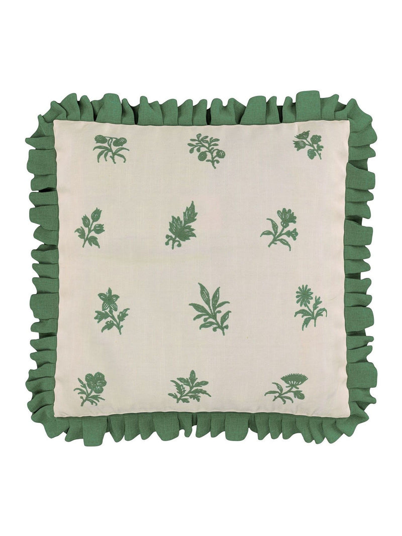V&A Green Verdant Bouquet cushion 45cm square - British product
