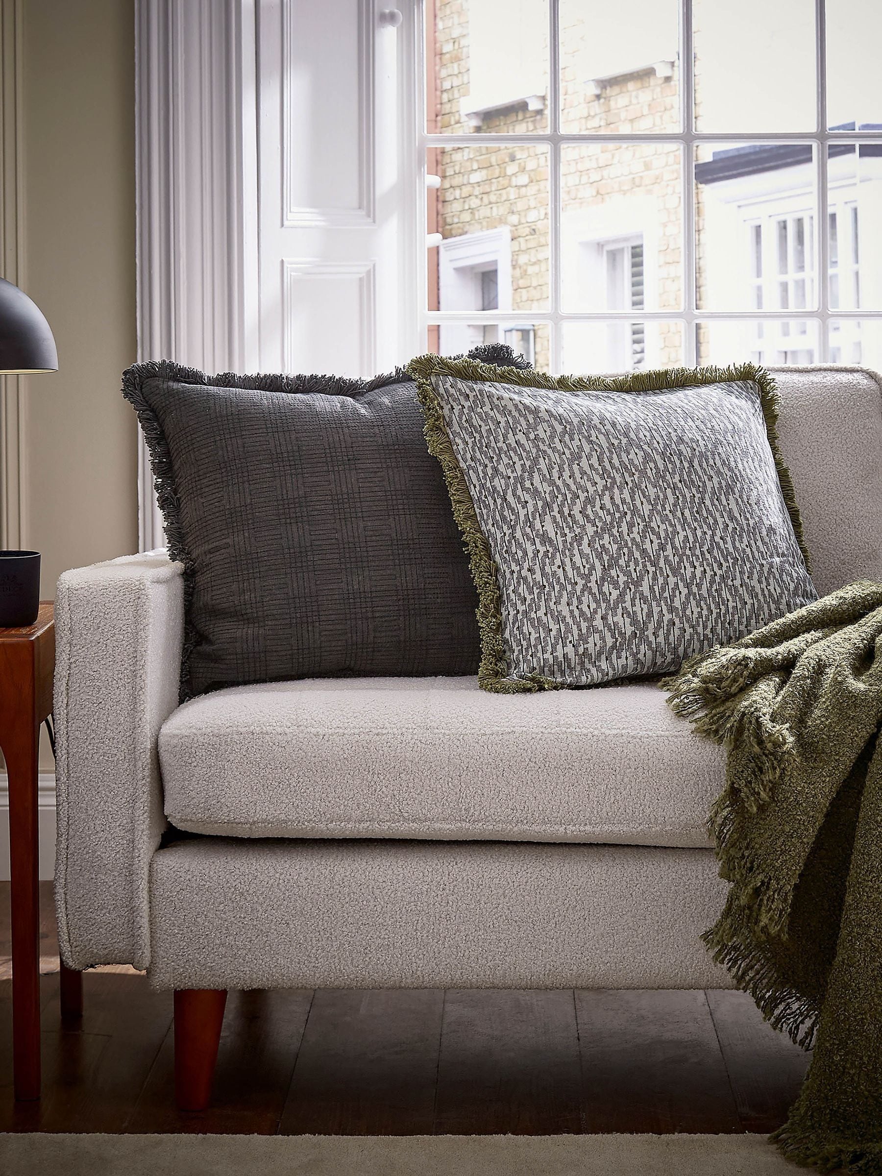 Bedeck of Belfast Kaiza cushion charcoal silver 50cm, UK version