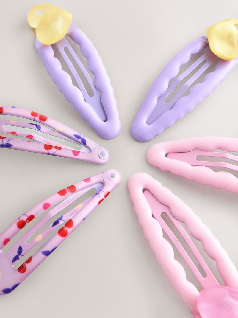 Pink heart-shaped click clacks 6 pack hair clips, UK version