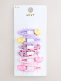 Pink heart-shaped click clacks 6 pack hair clips, UK version