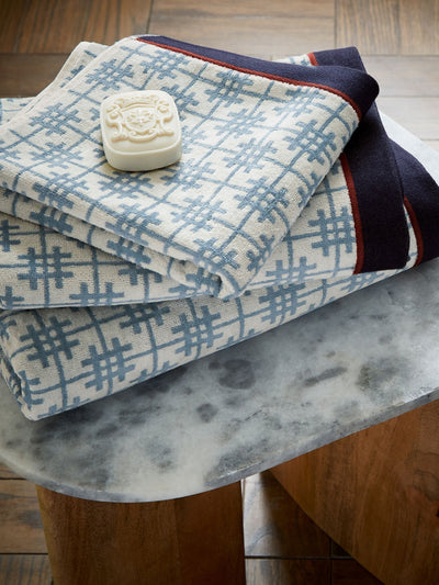 Next Bedeck of Belfast Emmeline Blue and White Cotton Towel- Buy online at McGrocer