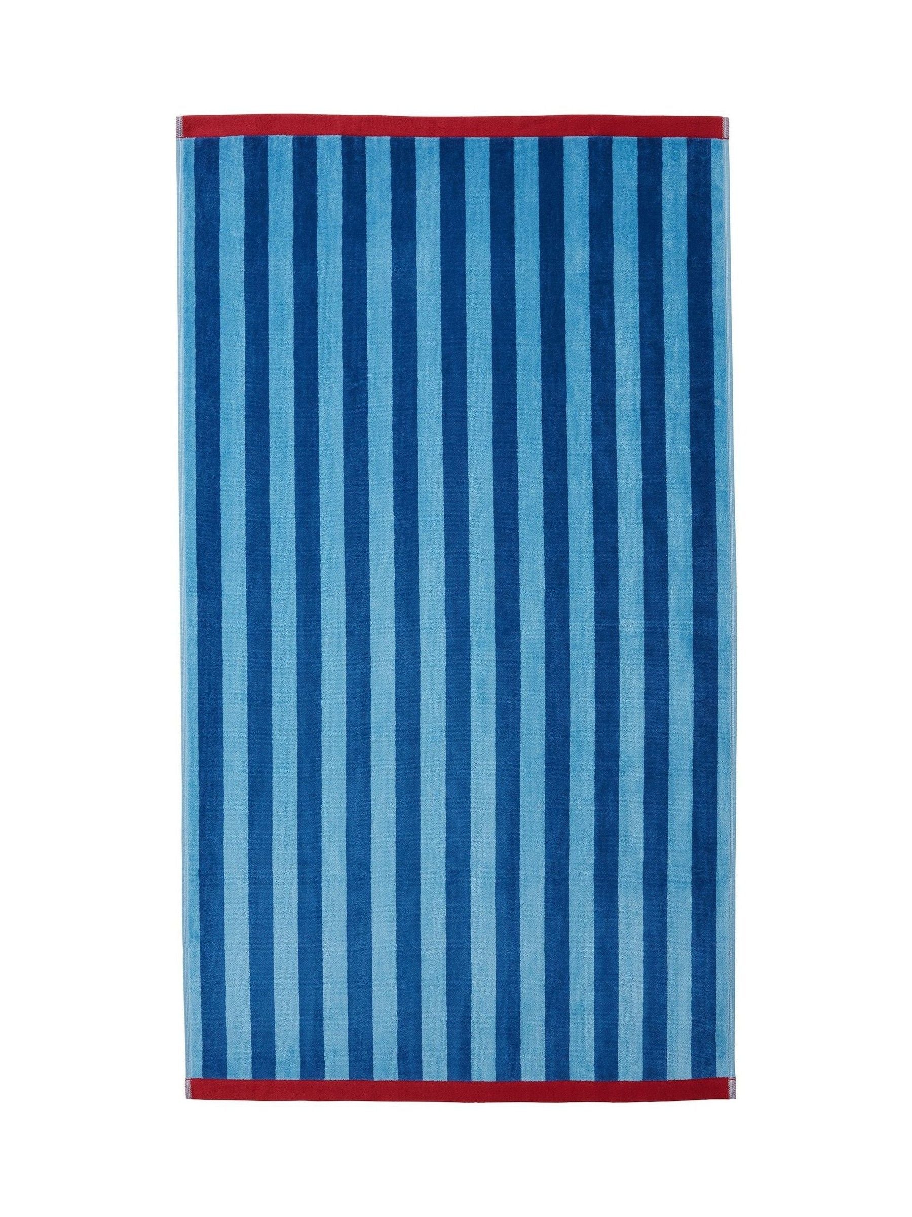 Land & Shore blue and red stripe towel, UK version