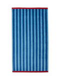 Land & Shore blue and red stripe towel, UK version
