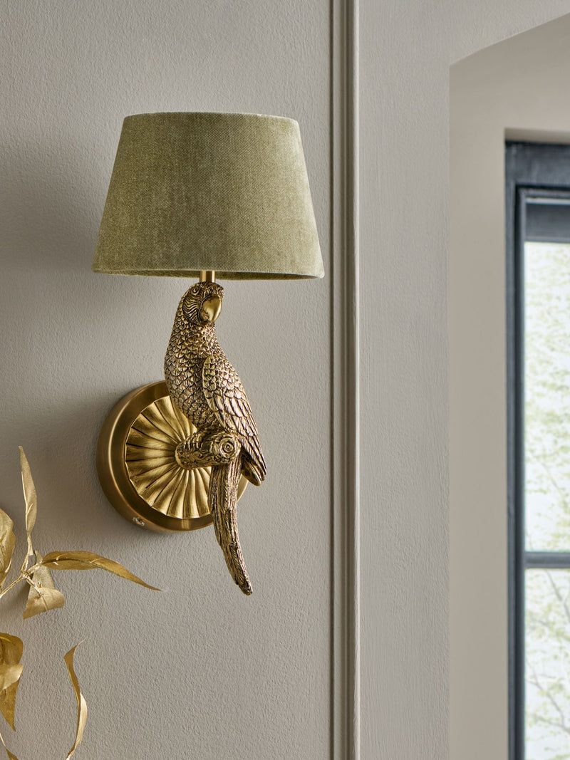 Gold Coco parrot rechargeable wall light left hand, UK version