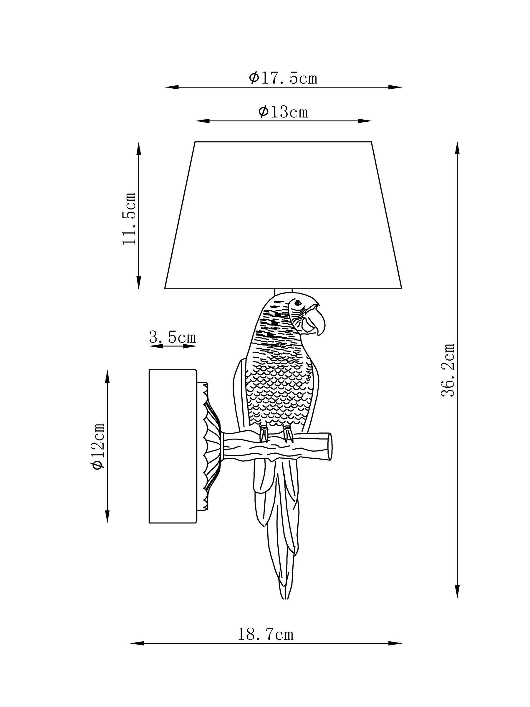 Gold Coco parrot rechargeable wall light left hand, UK version
