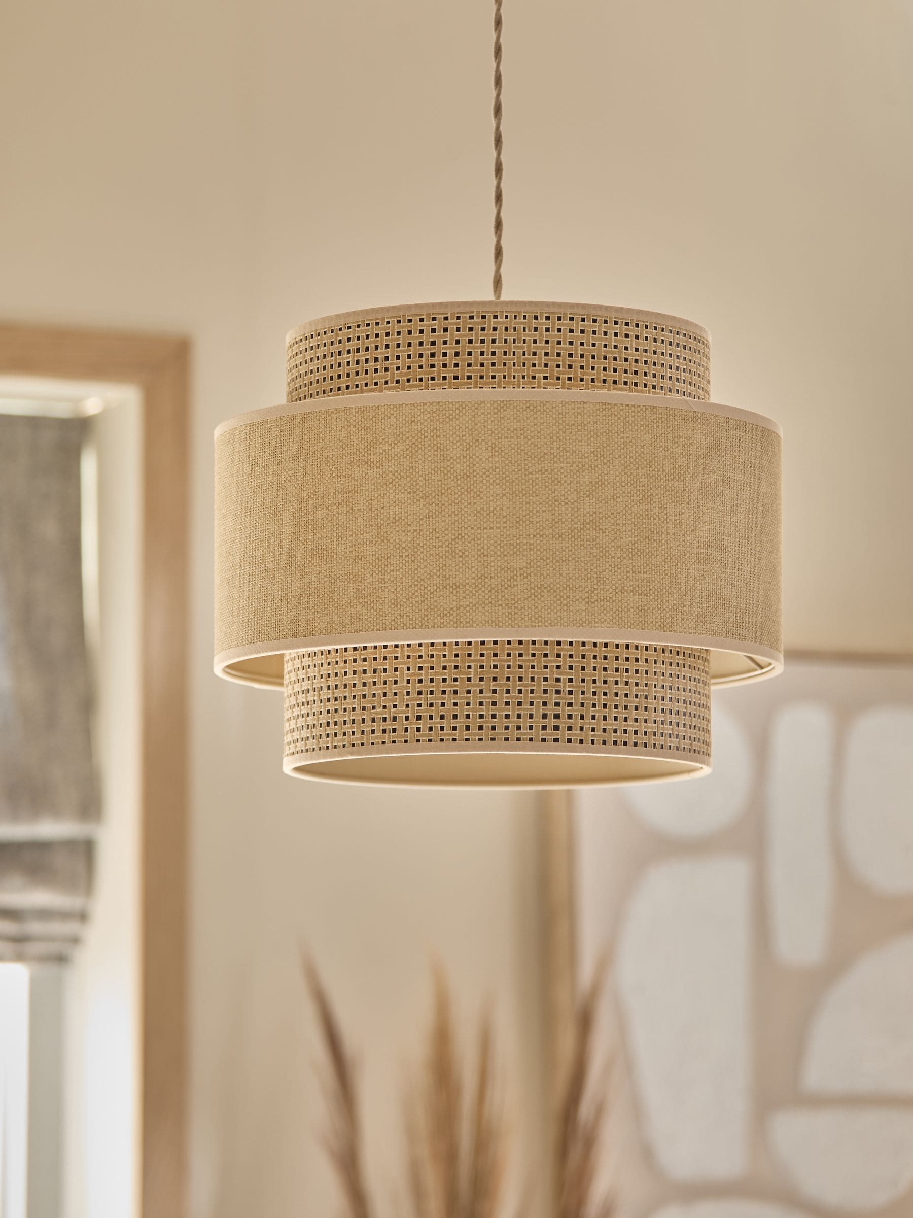 Natural Alor 2 tier easy fit ceiling light shade 31cm, UK version