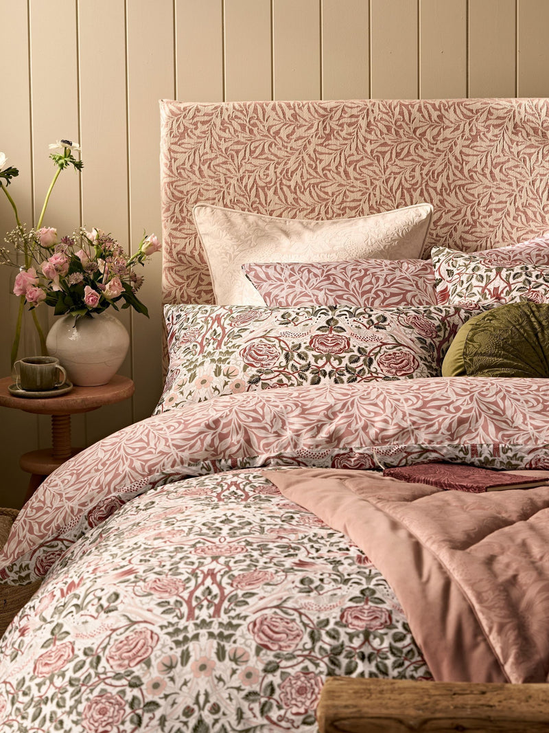 William Morris At Home green rose 220 thread count pillowcases, UK version