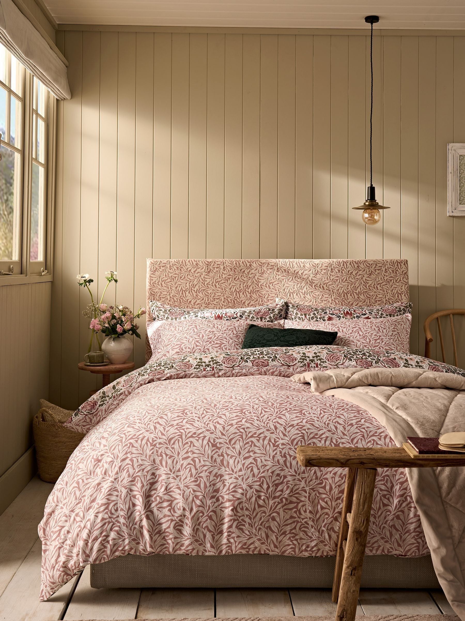 William Morris At Home green rose 220 thread count pillowcases, UK version