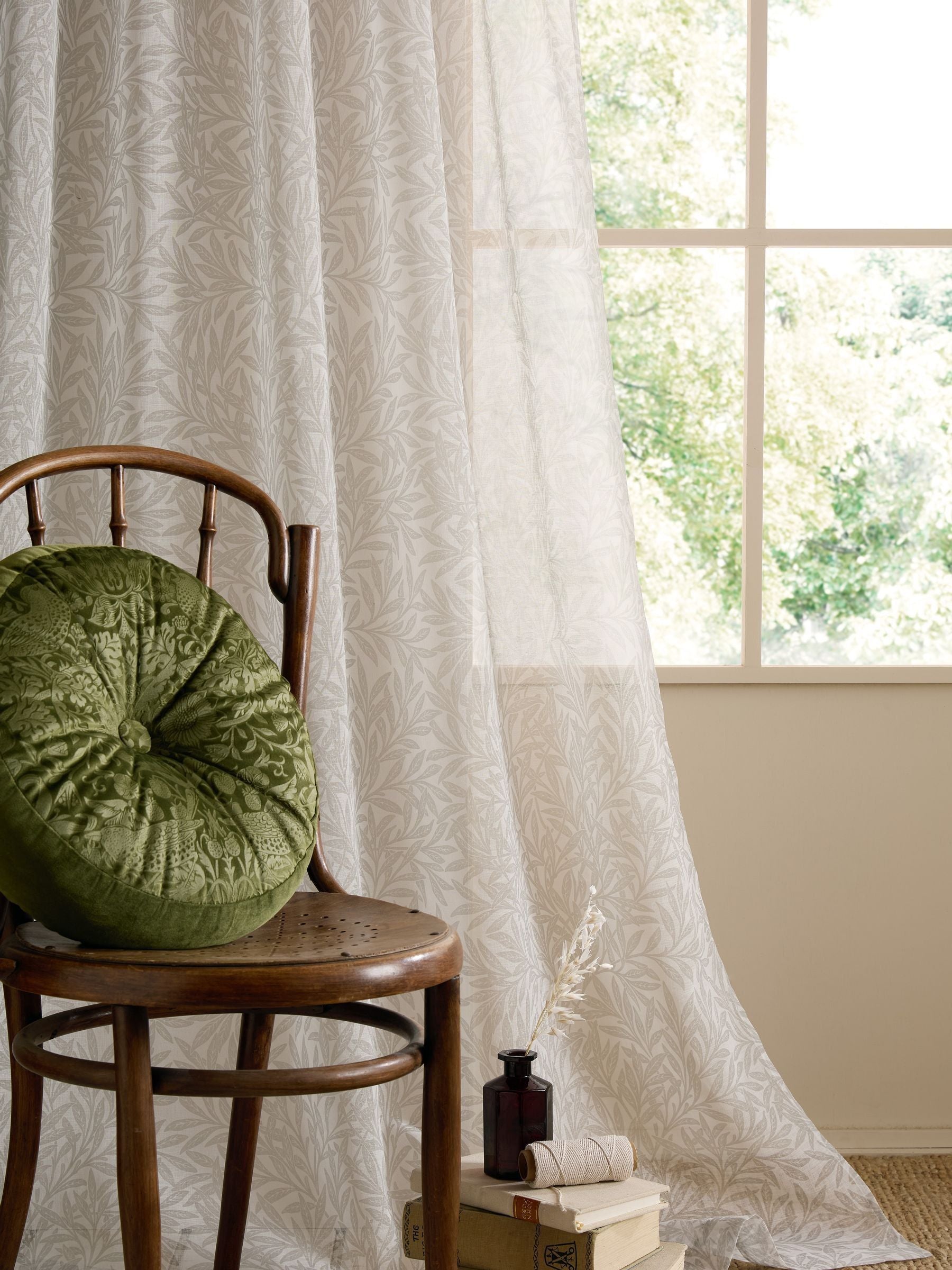 William Morris Olive Green Strawberry Thief cushion 38cm - British product