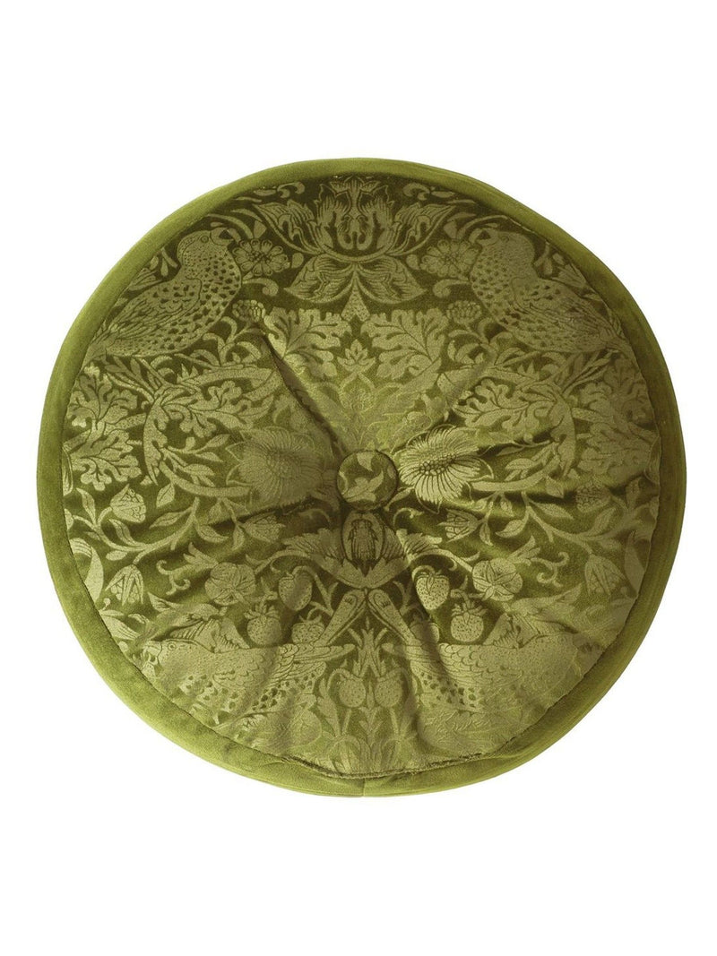 William Morris Olive Green Strawberry Thief cushion 38cm - British product