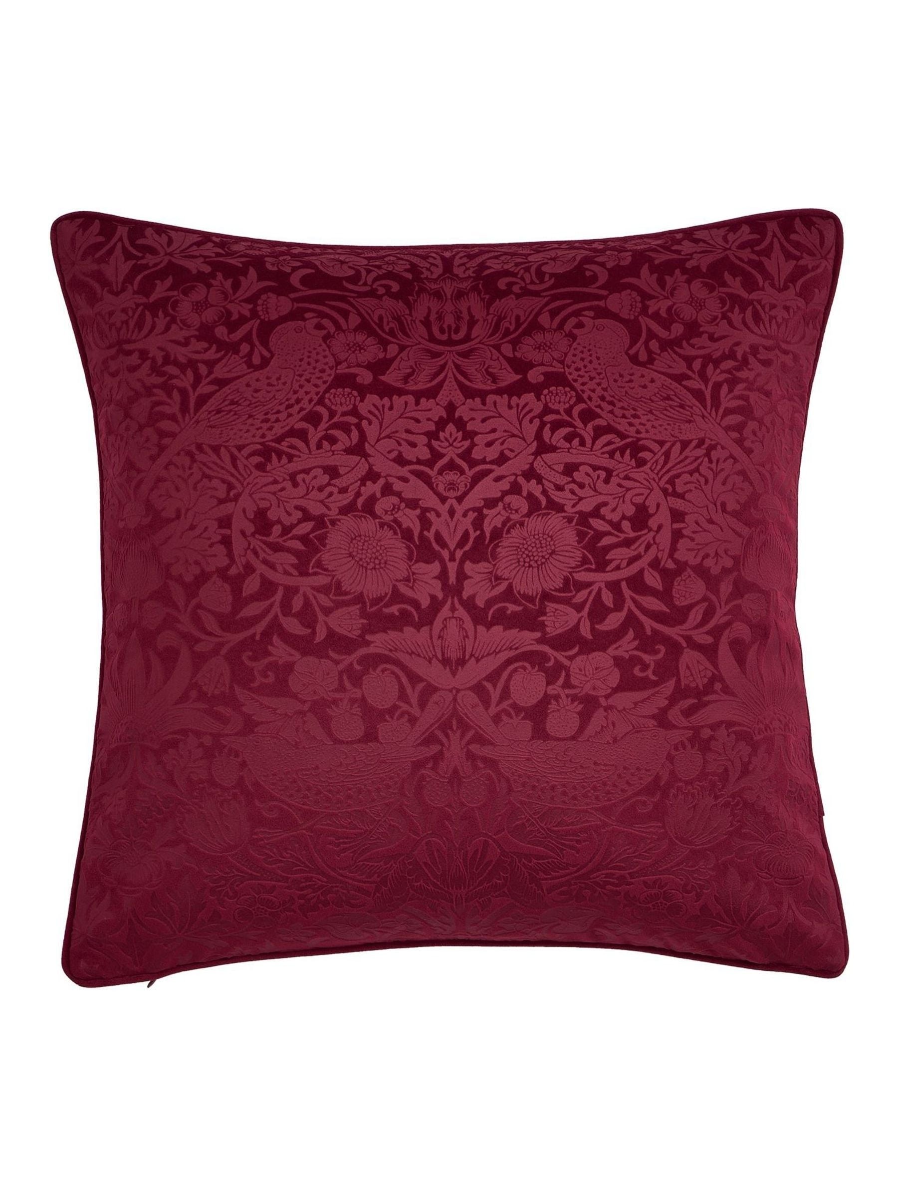 William Morris Strawberry Thief cushion Berry Red 50cm, imported from the UK