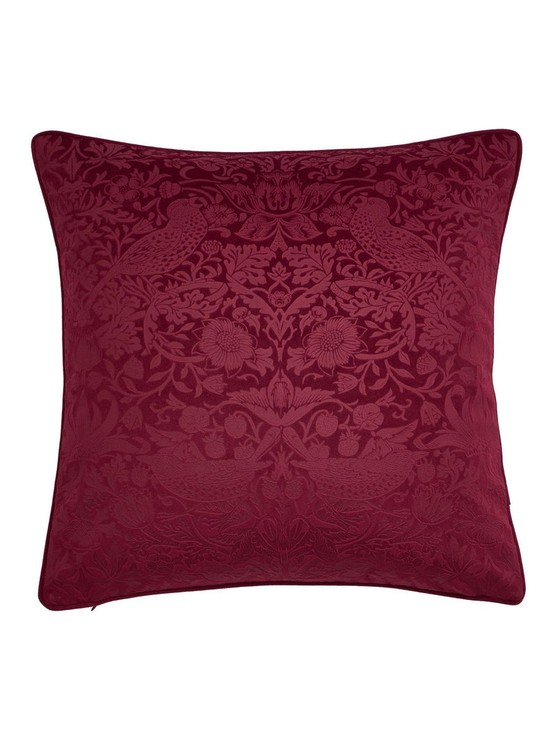 William Morris Strawberry Thief cushion Berry Red 50cm, imported from the UK