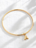 Posh Totty Designs gold tone chunky initial charm bangle, imported from the UK