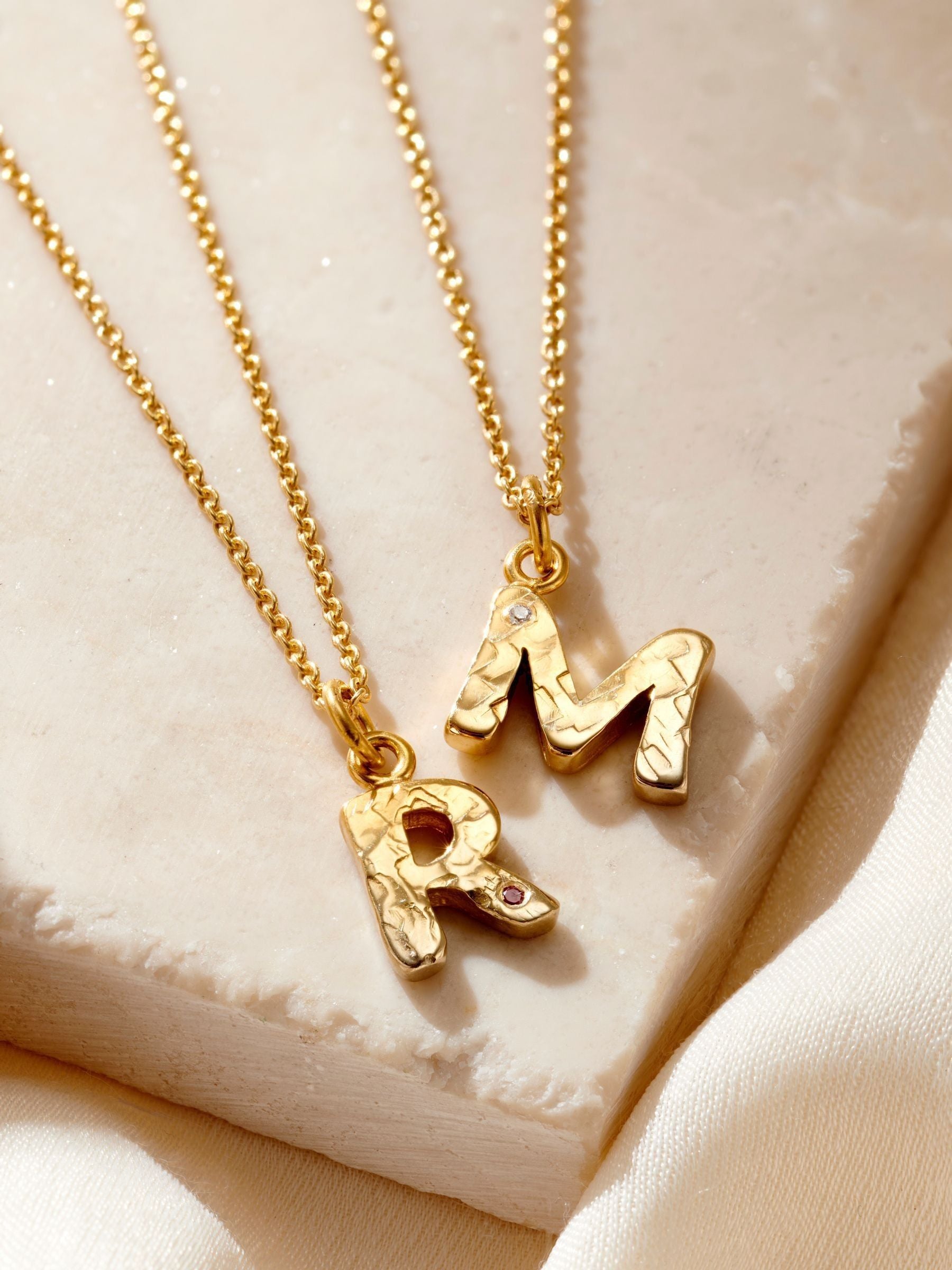 Posh Totty Designs birthstone initial necklace with 18-inch chain, imported from the UK