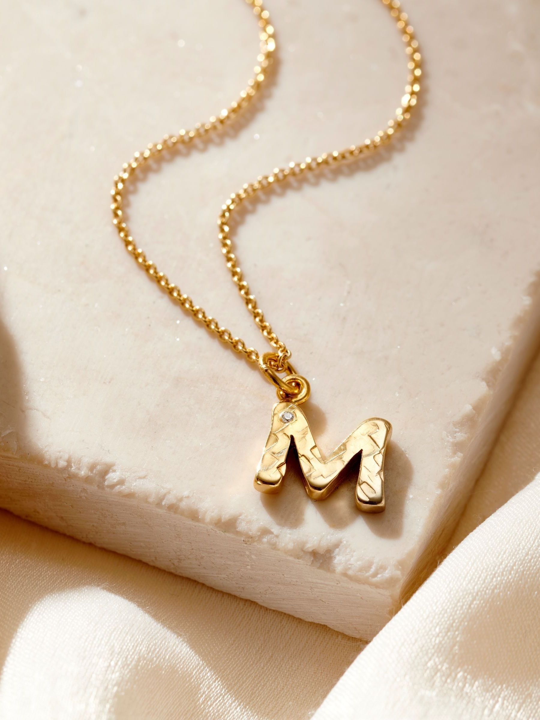Posh Totty Designs birthstone initial necklace with 18-inch chain, imported from the UK