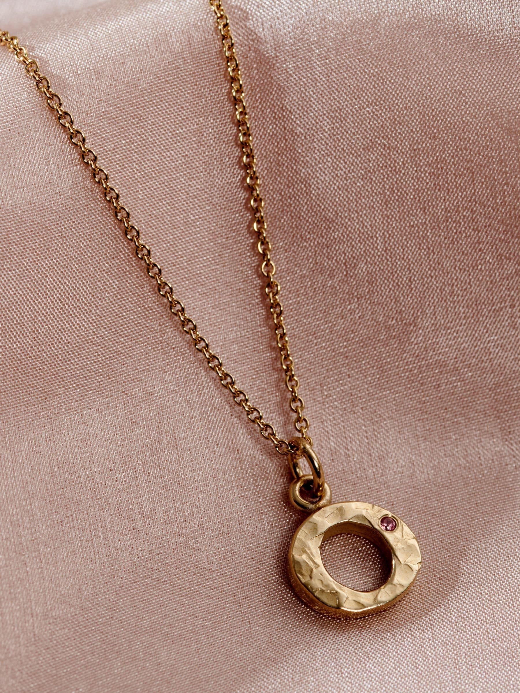 Posh Totty Designs birthstone initial necklace with 18-inch chain, imported from the UK