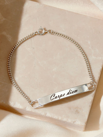 Posh Totty Designs Sølvfarget ID-armbånd med personlig Sterling Sølv 18cm