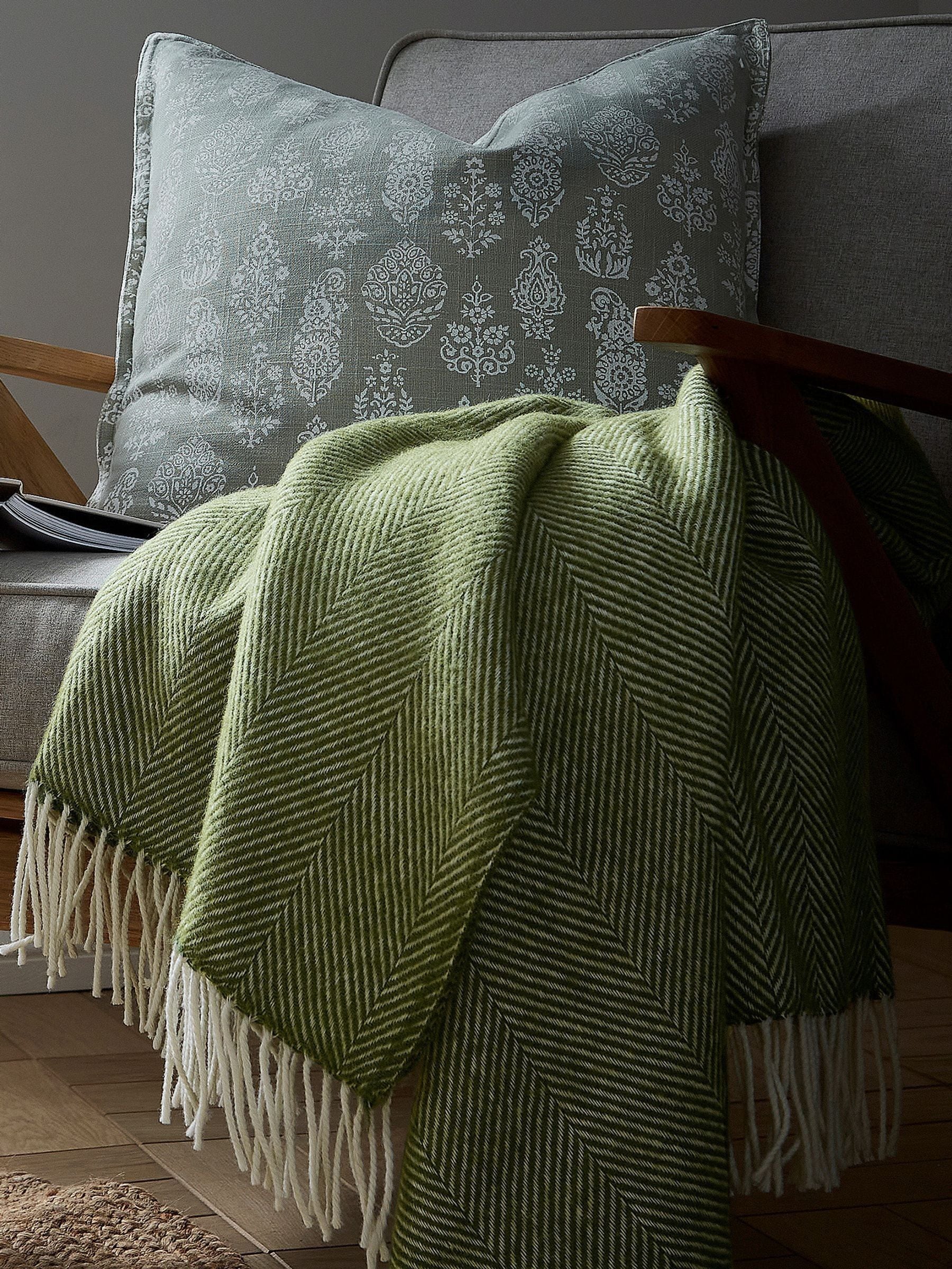 Murmur Dark Sage Ennis 100% Wool Throw