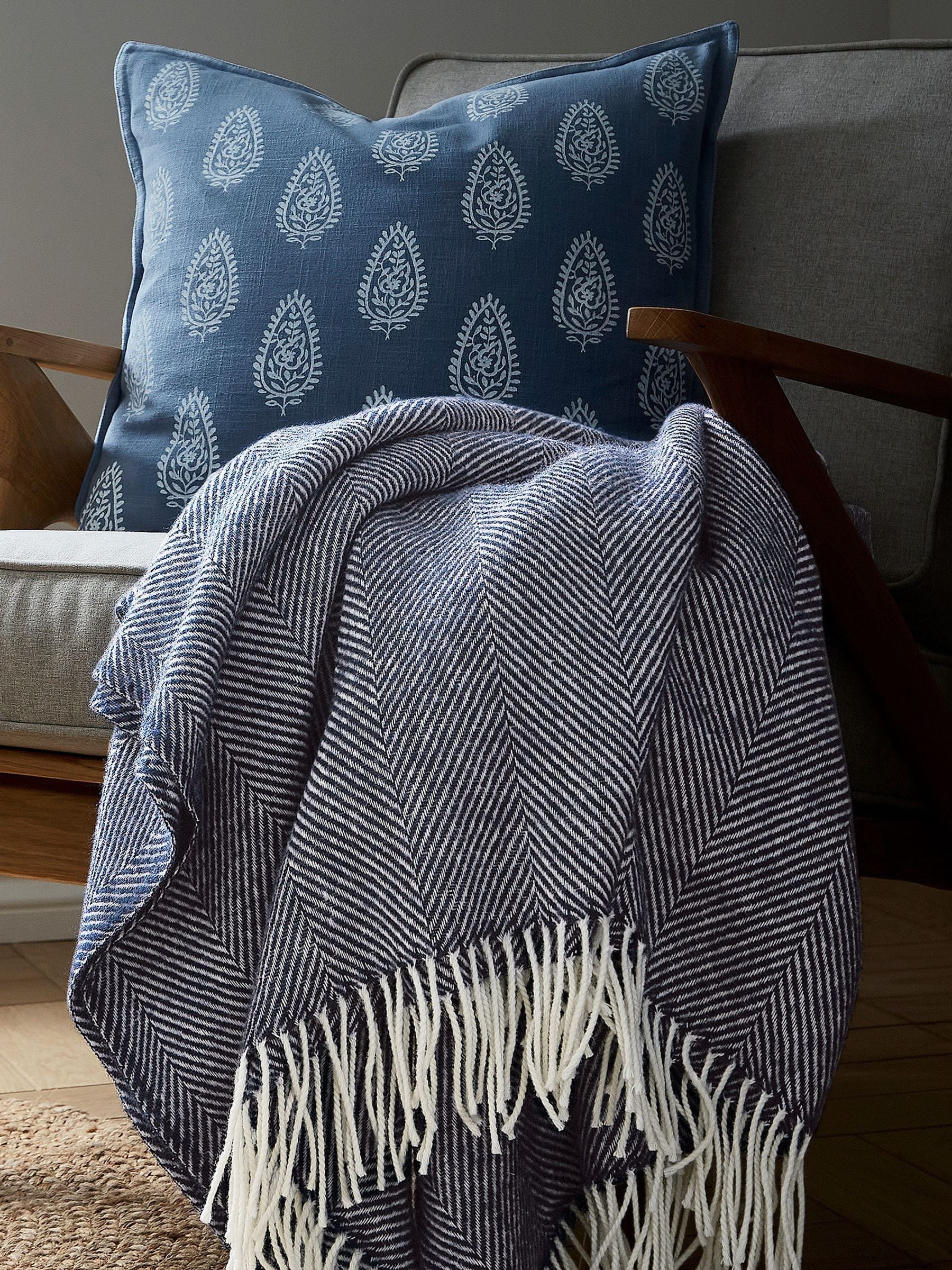 Murmur Navy Ennis 100% Wool Throw